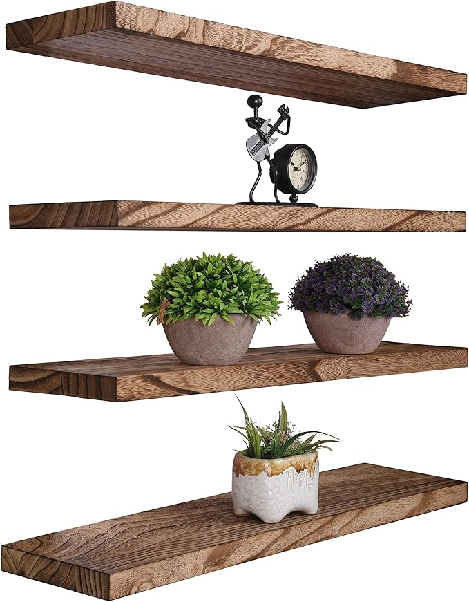 Affordable floating shelf set for indoor plant wall displays