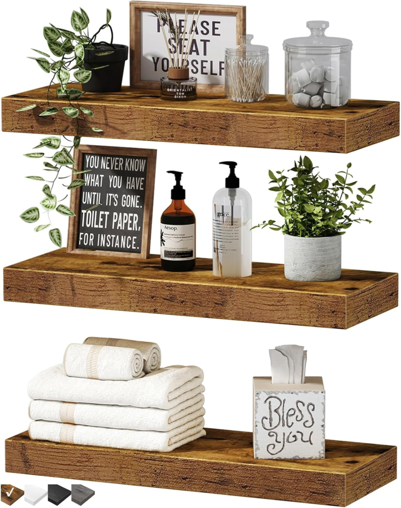 Farmhouse style floating shelf kit for indoor plant displays